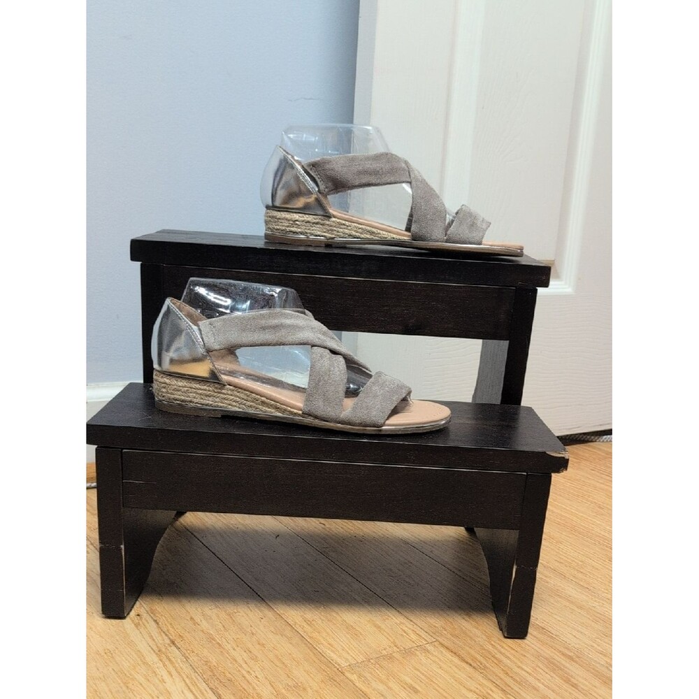 Vintage Havana Pia Gray and Silver Crisscross Espadrille Sandals Size 8 NEW